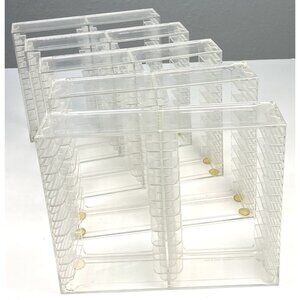 VTG 1993 Lot 5 Clear Acrylic Audio Cassette Rack Organizer Storage Holds 100 EUC